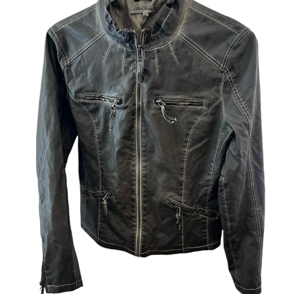 Mavi gret Leather look Jacket with Classic Collar and Fitted Silhouette